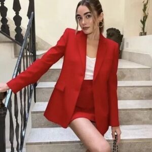ZARA TAILORED BLAZER XS RED